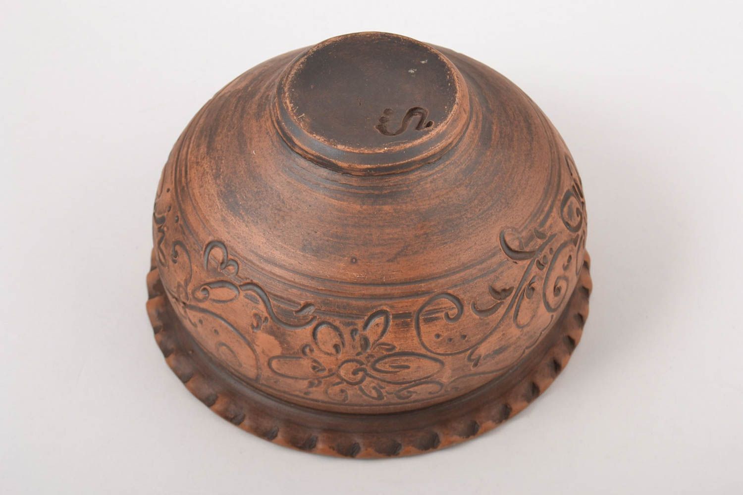 Керамическая миска ручной работы глиняная миска 1 л глиняная посуда с узором фото 3
