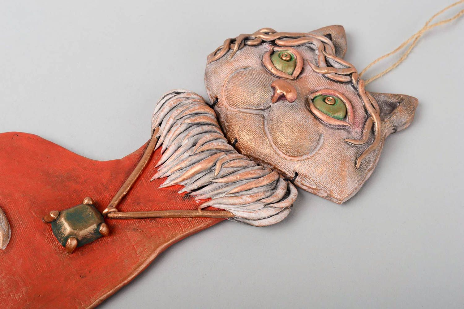 Figura de barro gata hecha a mano decoración de hogar figuras decorativa foto 4