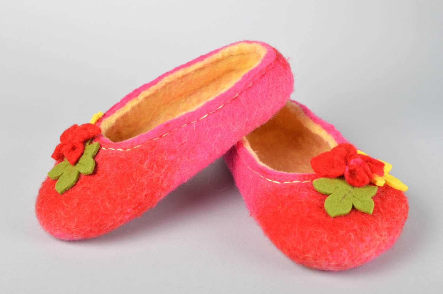 Handmade woolen slippers soft felted slippers home clothes present for women photo 1
