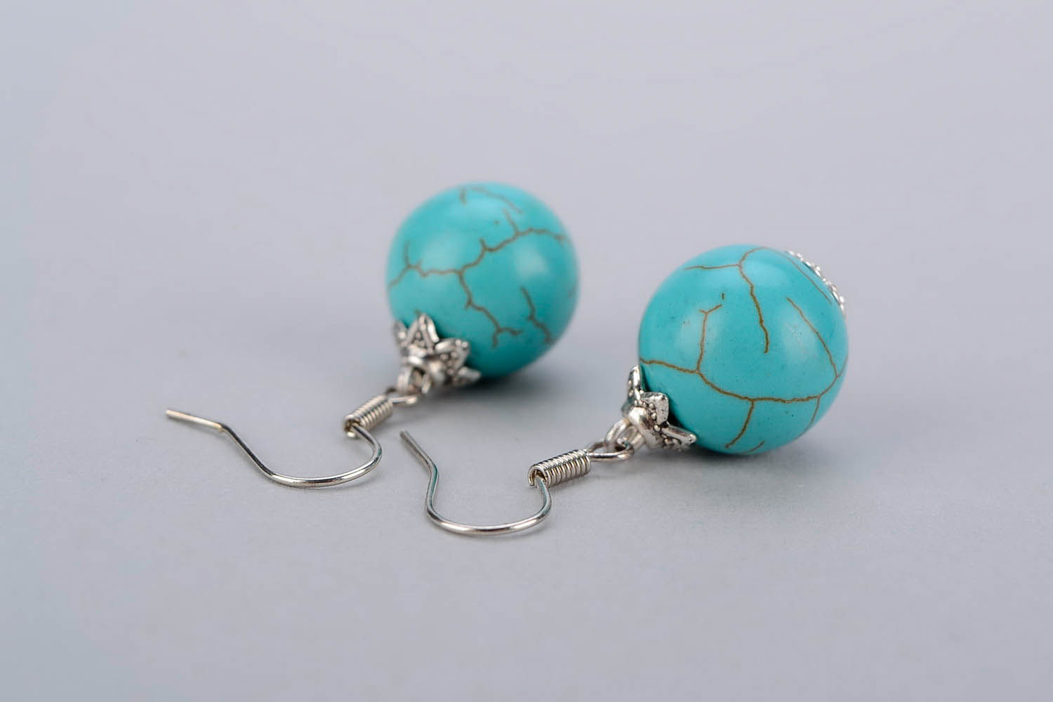 Earrings made of turquoise with Czech crystal photo 4