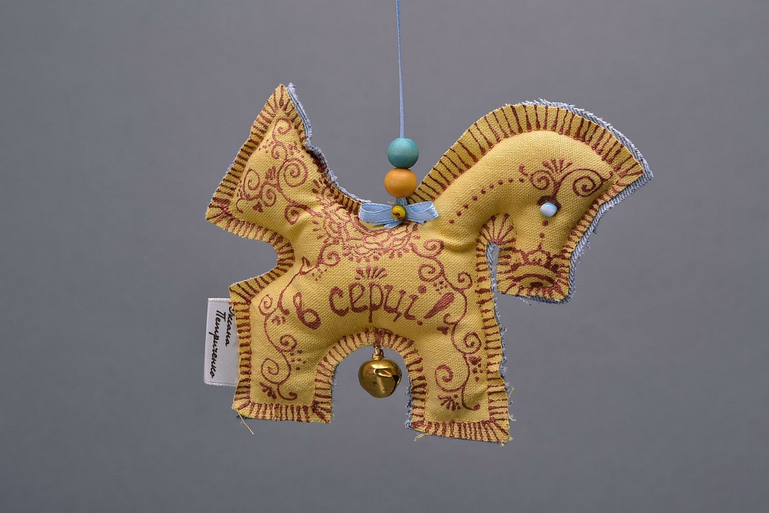 Interior pendant made of cloth Hobbyhorse with Ukraine in its heart photo 1