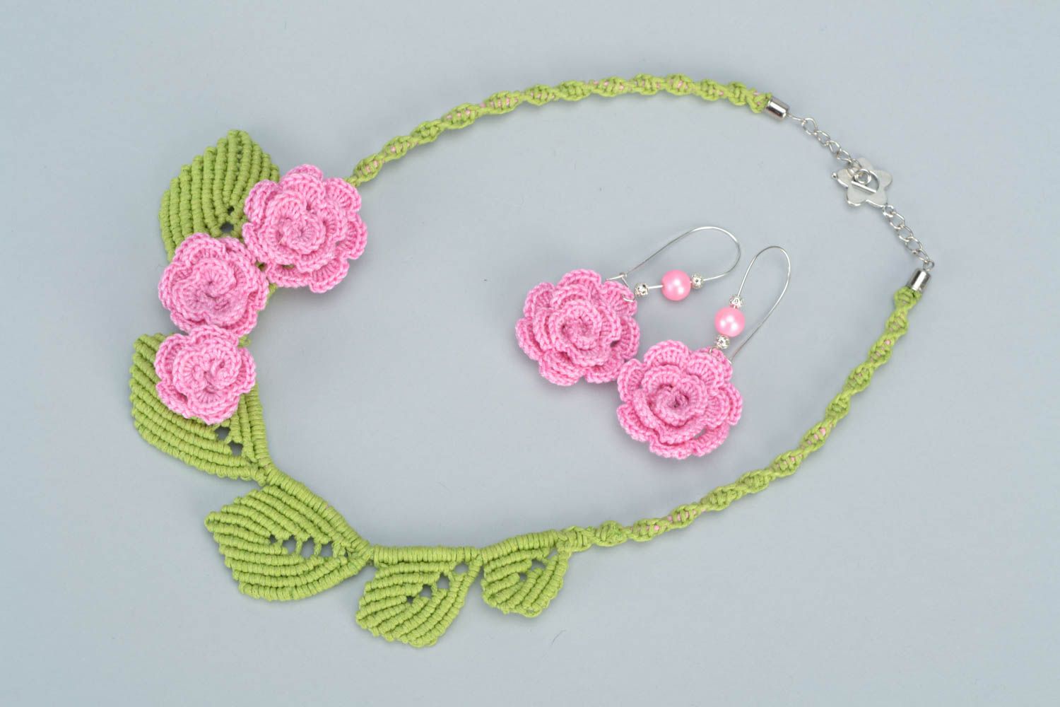 Beautiful gentle handmade designer jewelry set soft necklace and earrings for girls photo 3