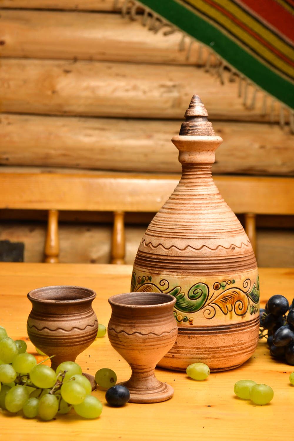 Becher aus Ton handgeschaffen Keramik Flasche originell Keramik Geschirr foto 1