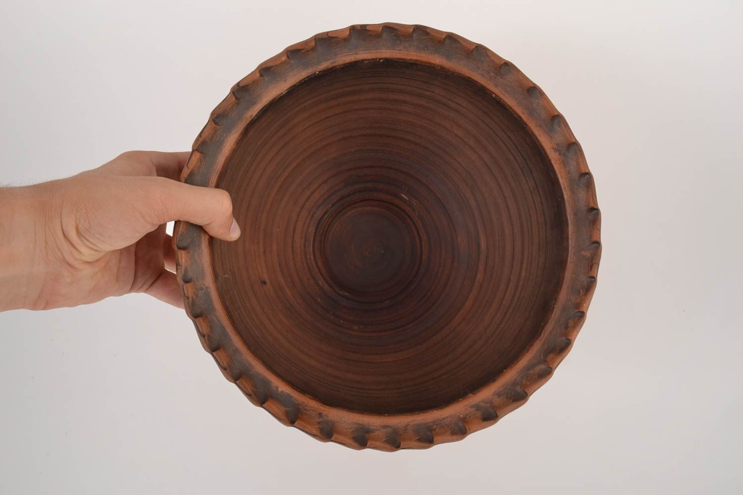Schüssel Keramik handmade Küchen Geschirr Schüssel aus Ton 4 Liter mit Muster foto 2