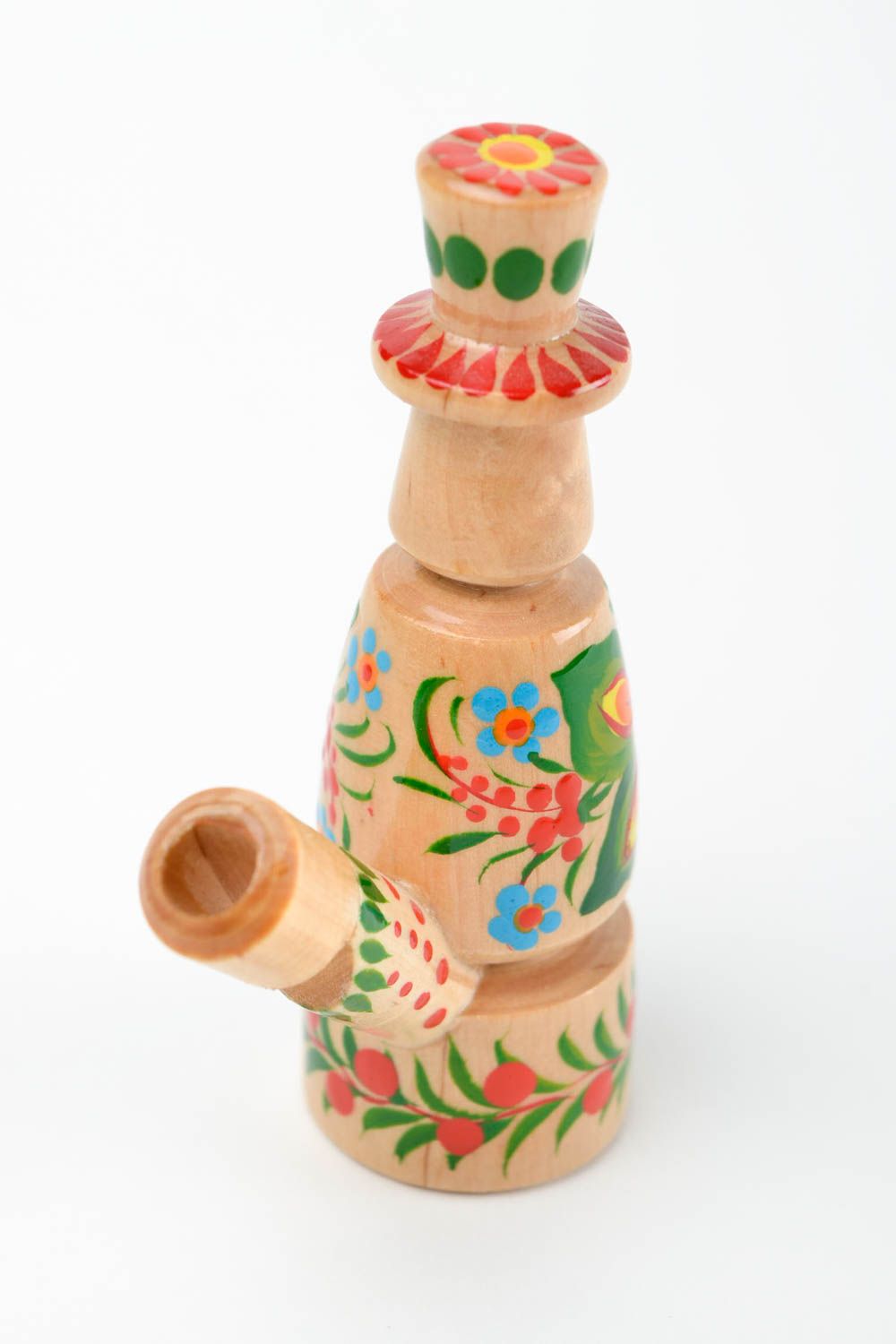 Сувенир из дерева ручной работы игрушка свистулька подарок ребенку с росписью фото 5