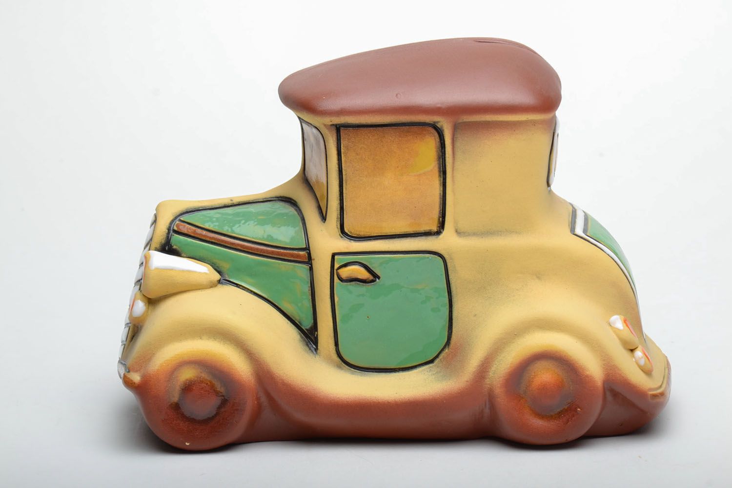 Clay money box in the shape of car photo 3