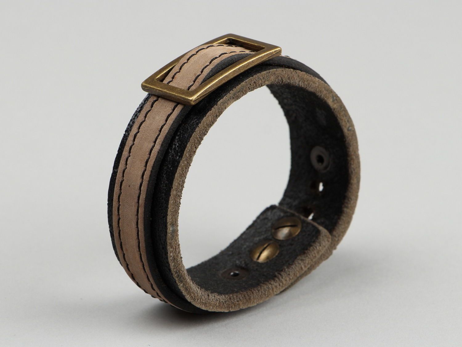 Bracelet en cuir avec boucle en métal originale photo 2