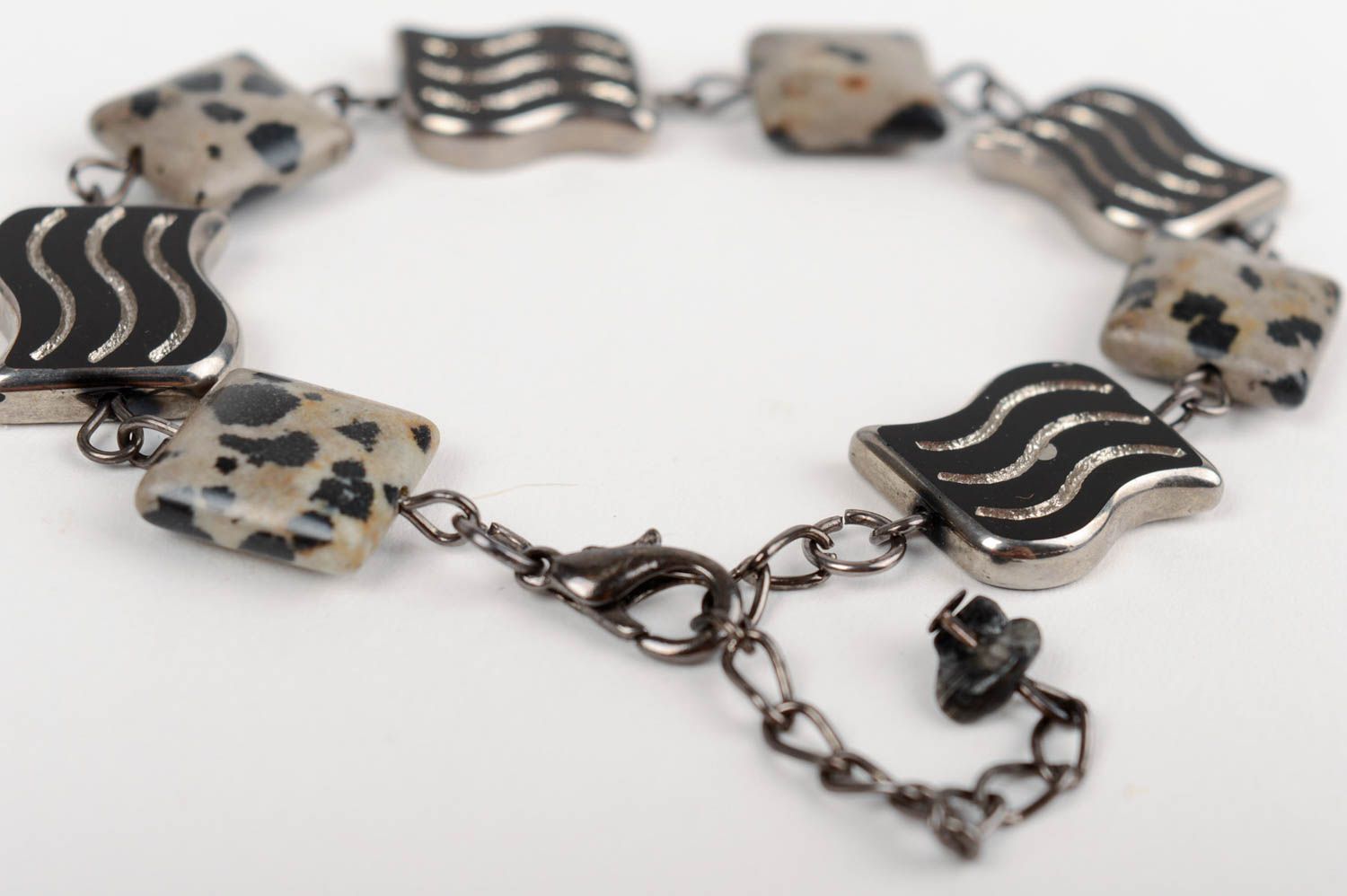 Designer bracelet made of jasper with glass handmade beautiful jewelry photo 4