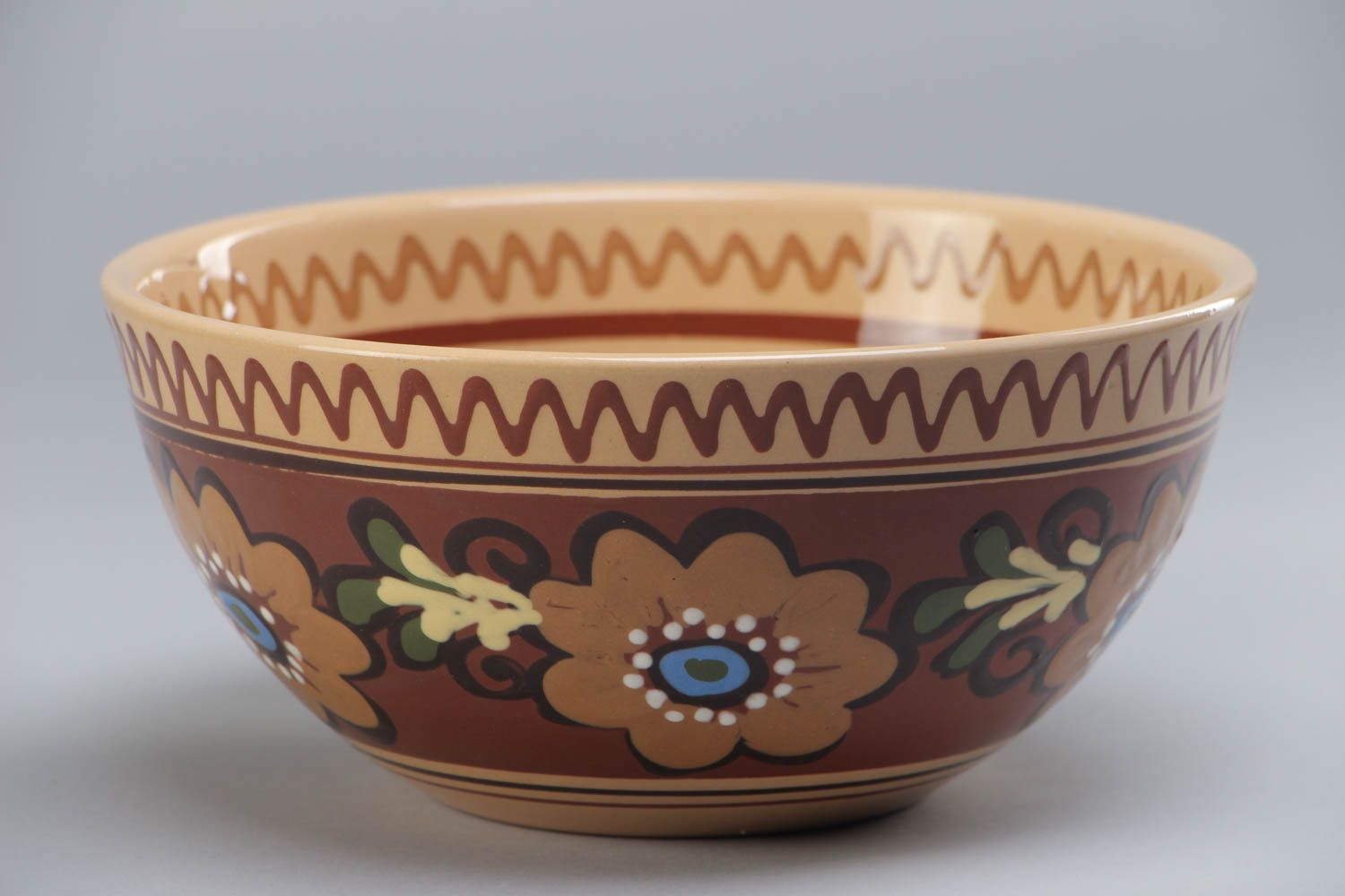 Beautiful bright handmade ceramic bowl painted with glaze 200 ml photo 2