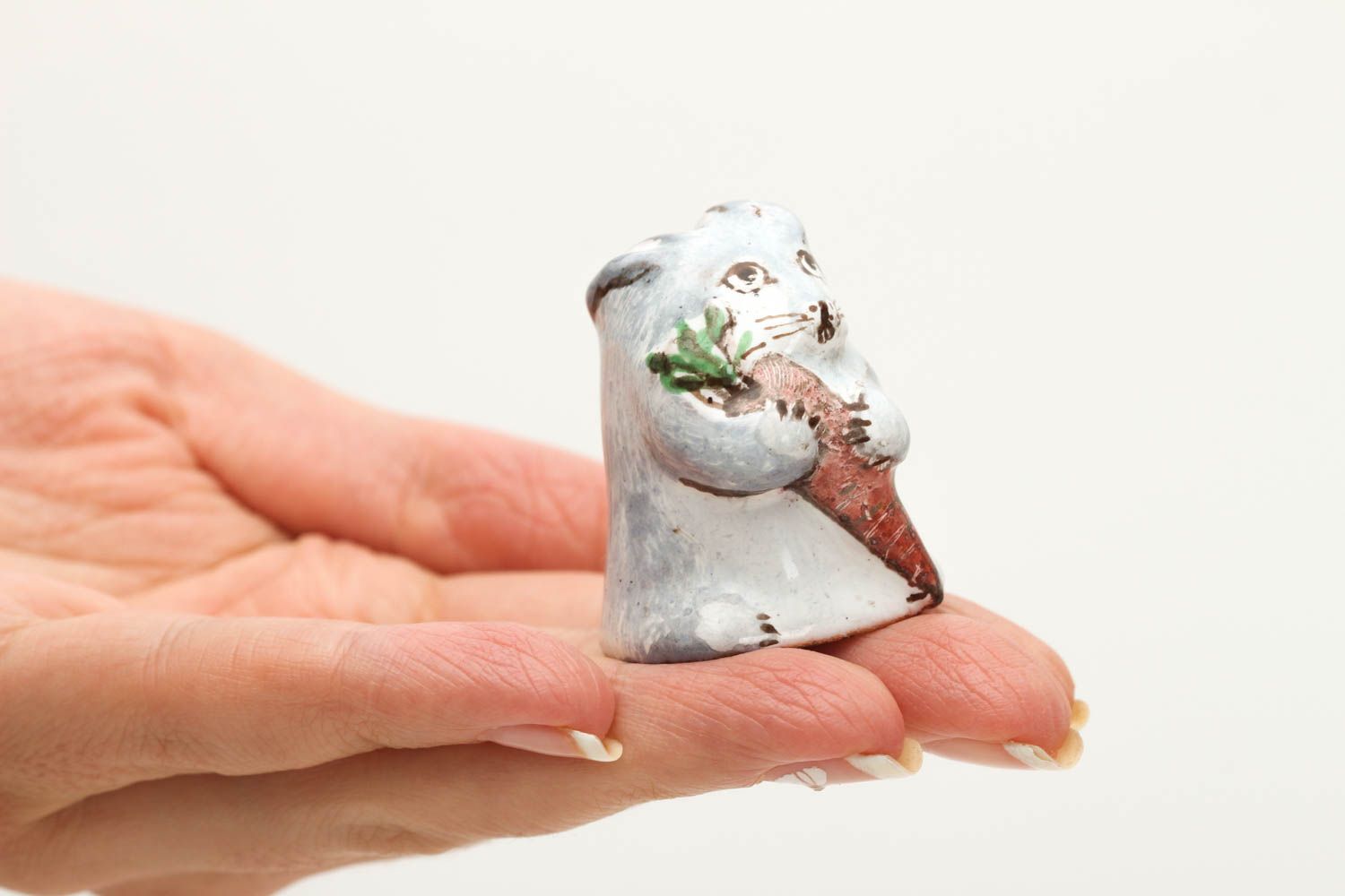 Handmade accessory for sewing ceramic collectible figurine small thimble photo 5