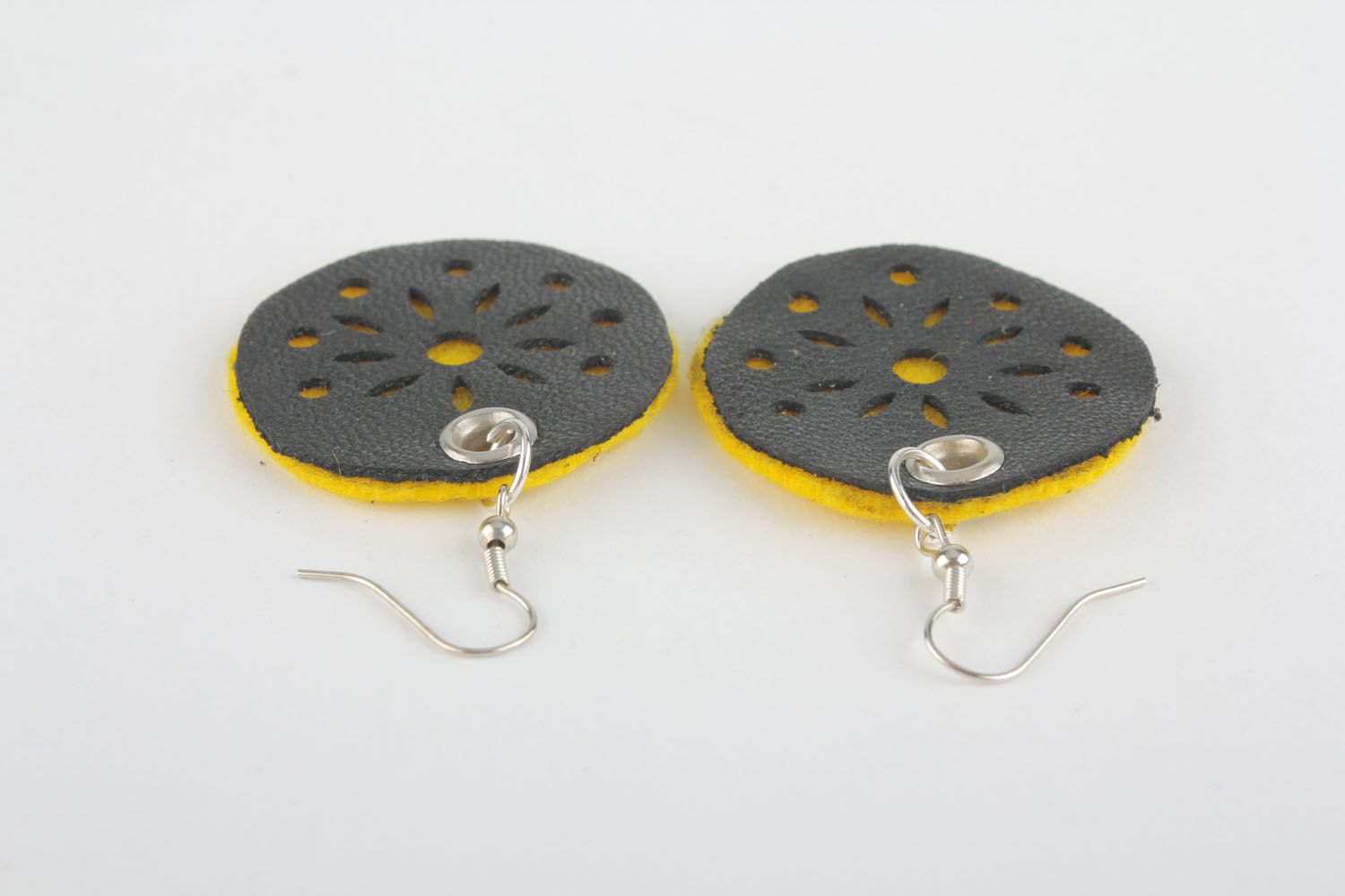 Women's earrings made of leather and felt photo 1