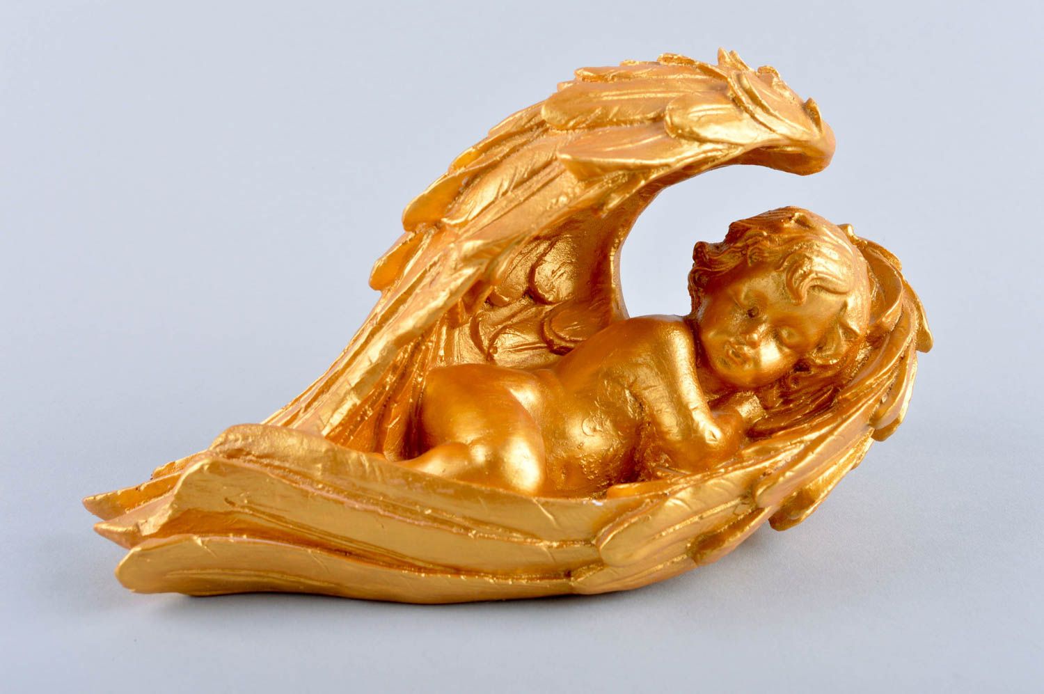 Декор для дома ручной работы бронзовая статуэтка фигурка ангела из гипса желтая фото 2