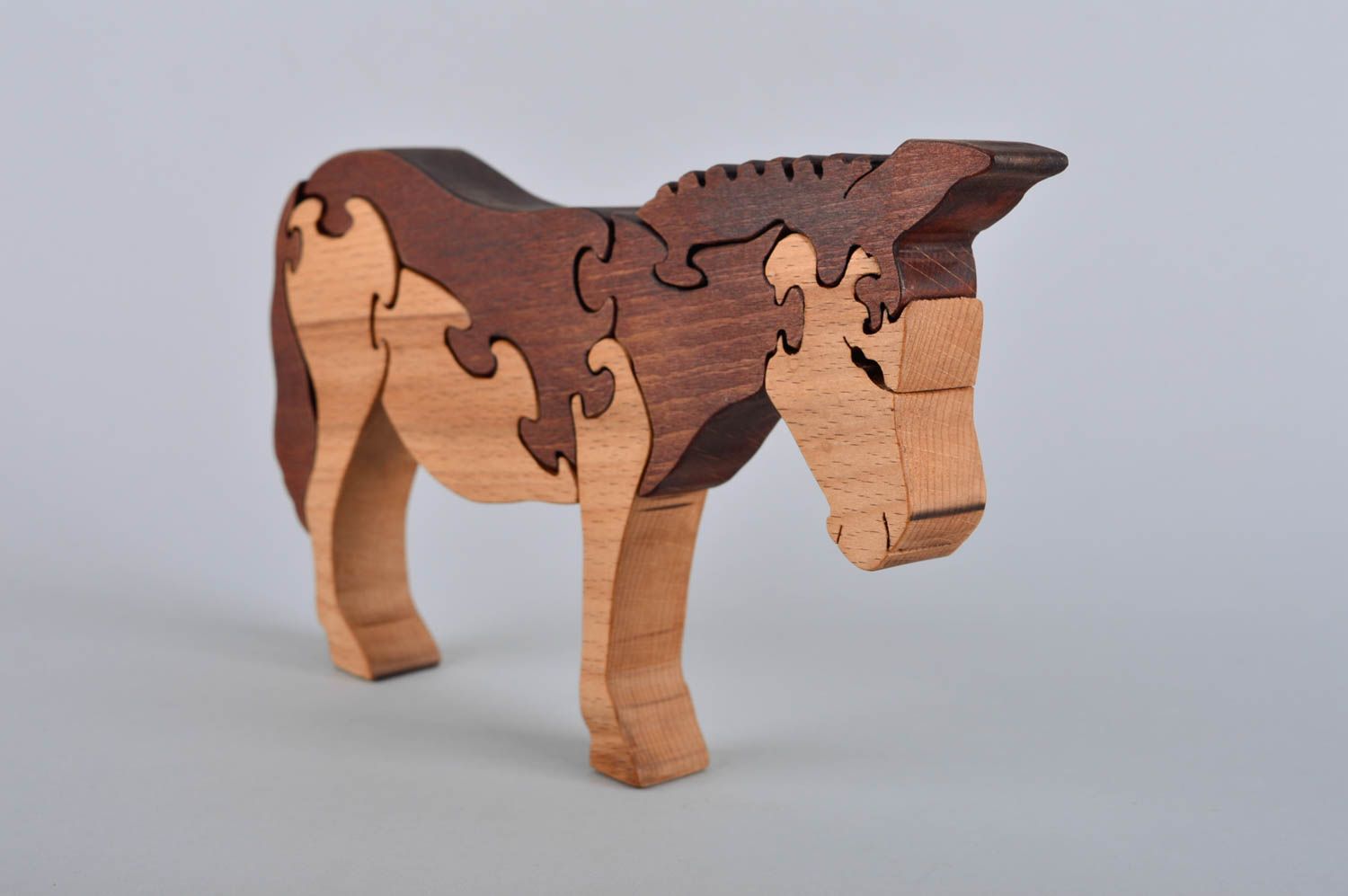 Пазл для детей ручной работы деревянная игрушка детская головоломка Осел фото 3