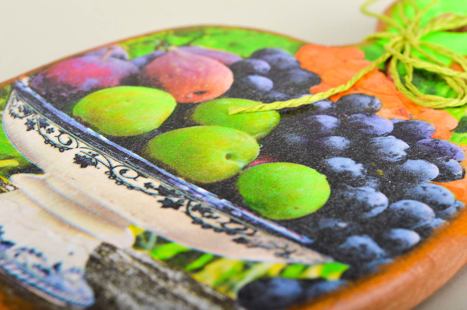 Planche à découper en bois faite main avec fruits Décoration murale cuisine photo 4