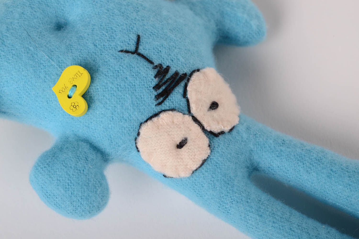 Handmade baby toy fleece handmade toy soft toy bright blue bunny toy toy for kid photo 5