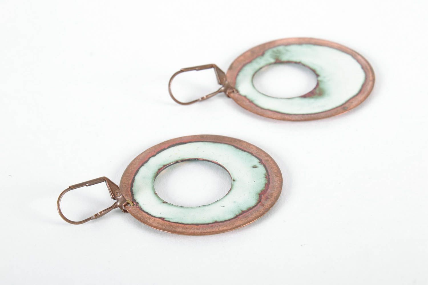 Round Earrings Made of Copper Bridge photo 3