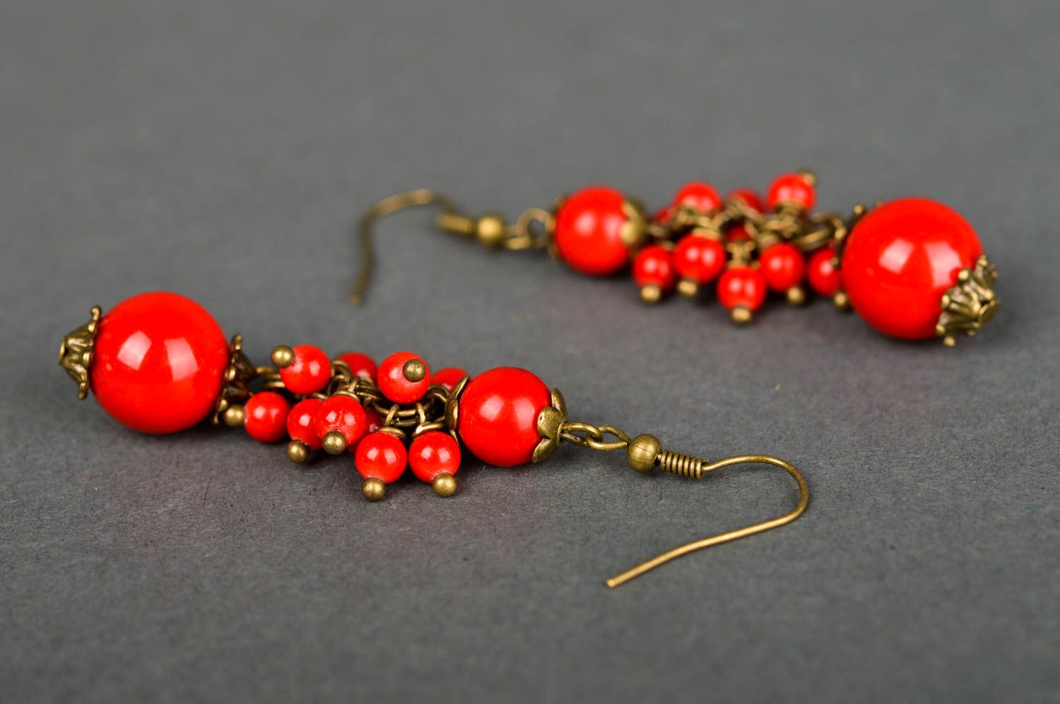 Pendientes artesanales de cuentas rojas accesorios para mujeres regalo original foto 4