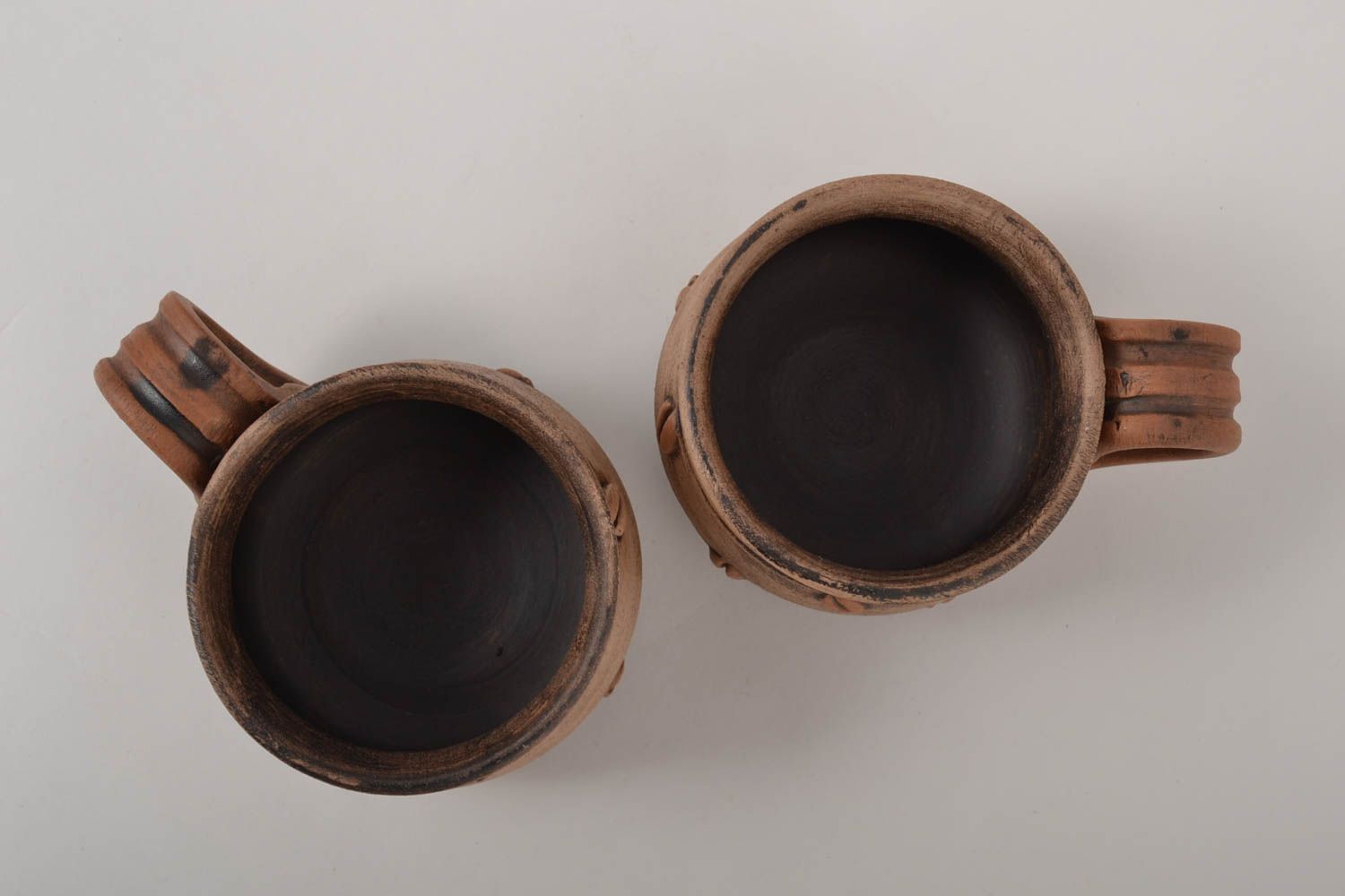Set of 2 two handmade coffee cups with handle photo 2