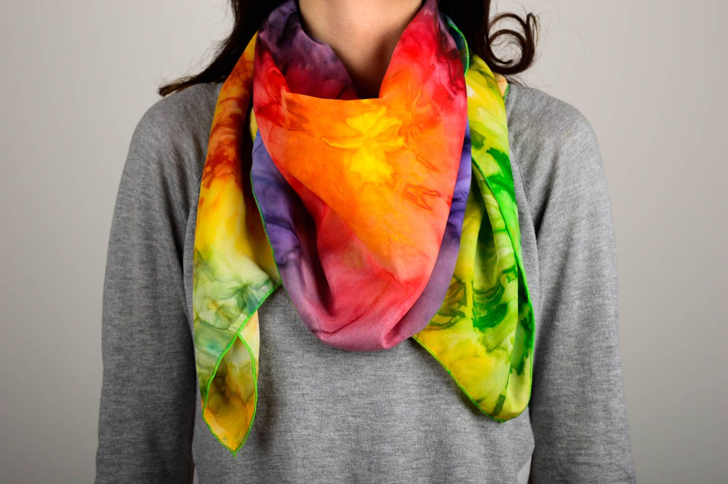 Elegant scarf handmade multi colored scarf women neck accessory designer present photo 1