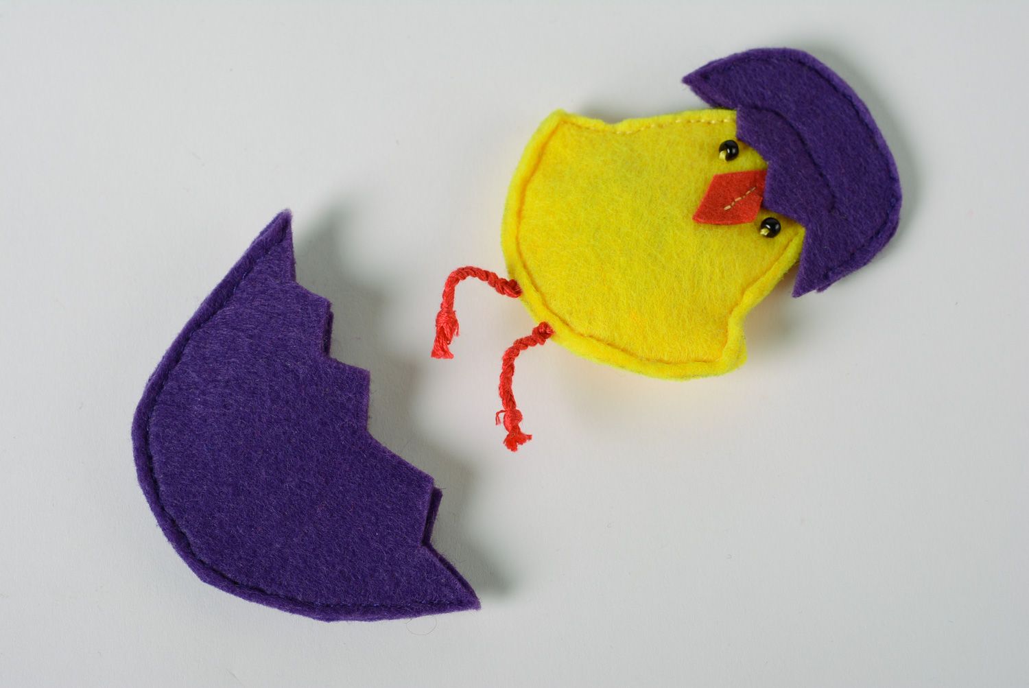 Handmade educational toy sewn of felt chicken in eggshell for little children photo 3