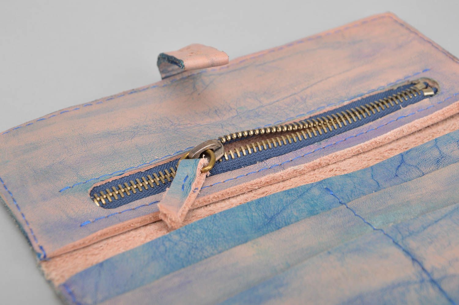 Handmade designer pink genuine leather wallet stylish women's accessory photo 4