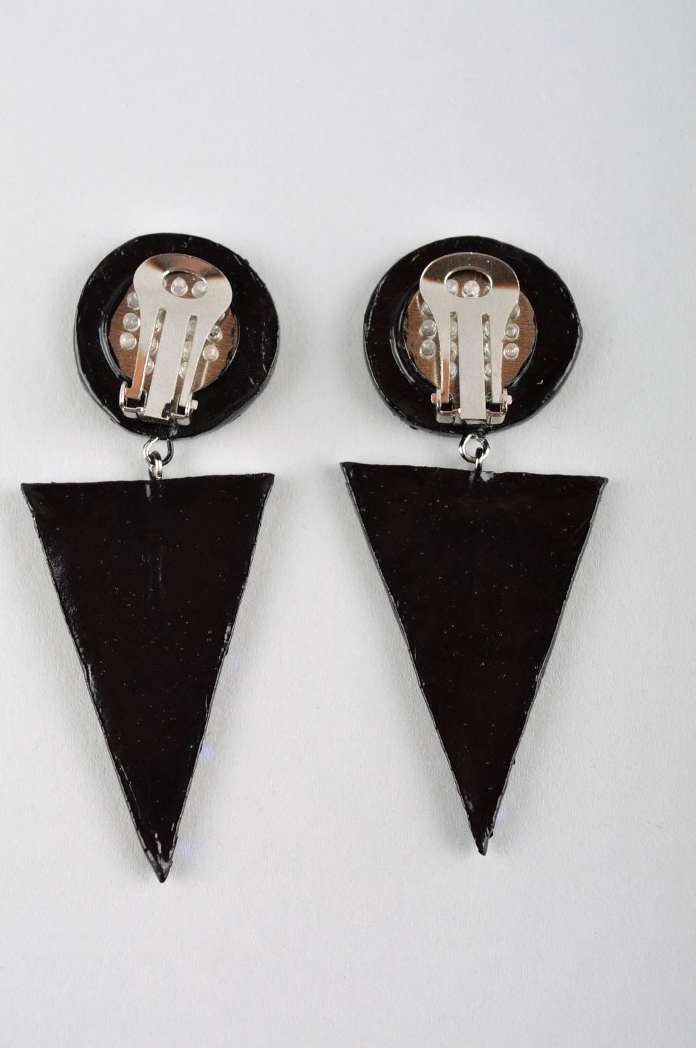 Handmade clip earrings designer accessories dangling earrings plastic jewelry photo 4