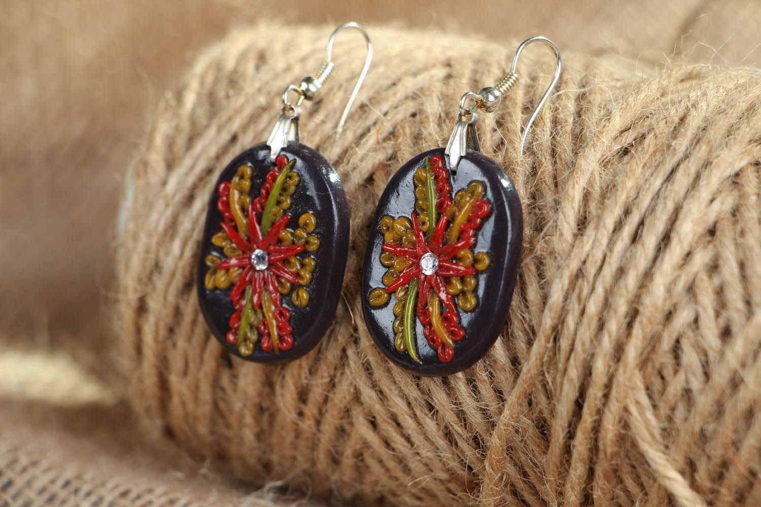 Polymer clay earrings Floral fantasy photo 3