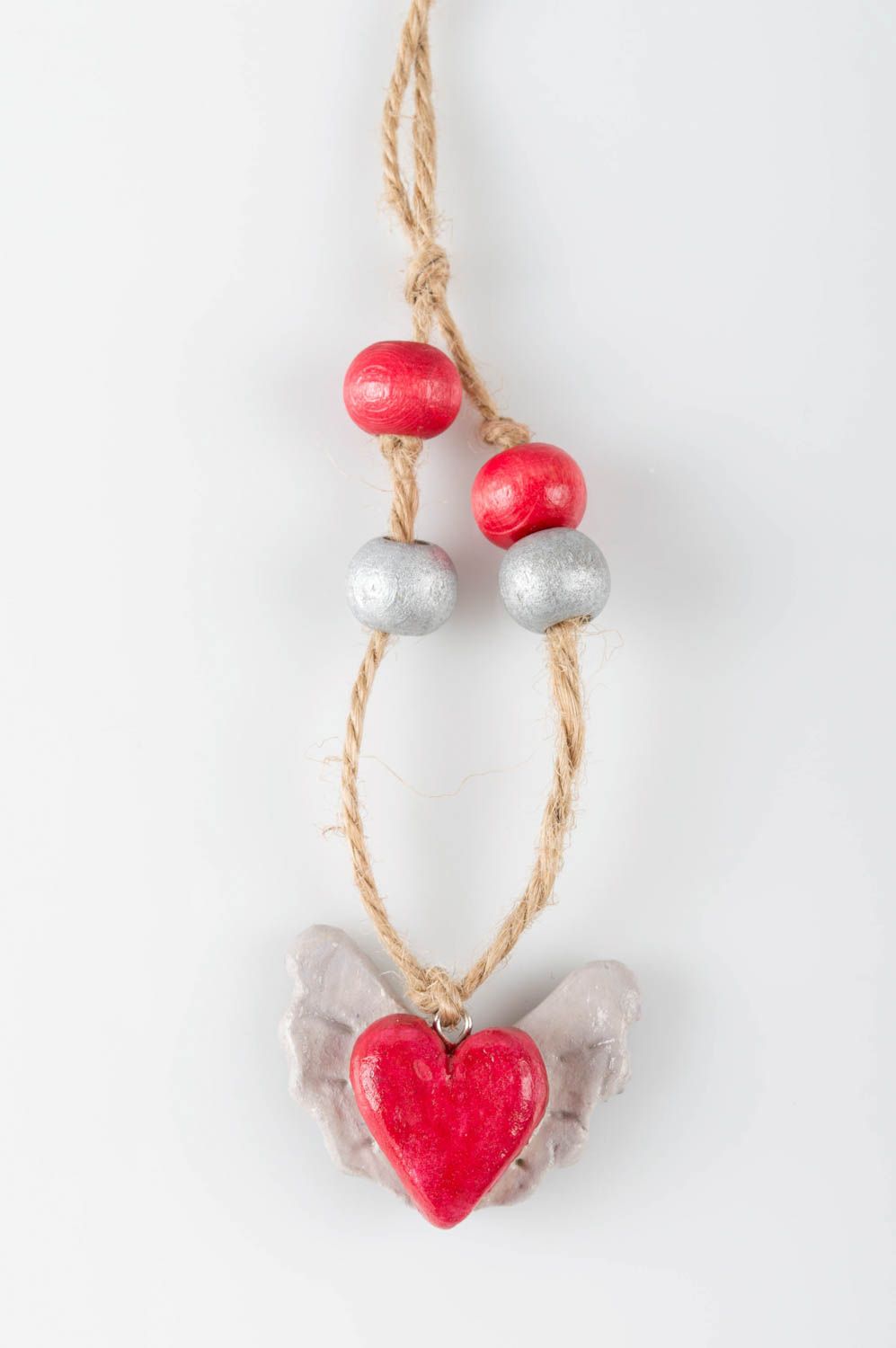 Handmade designer pendant clay jewelry woman heart shaped accessory photo 3