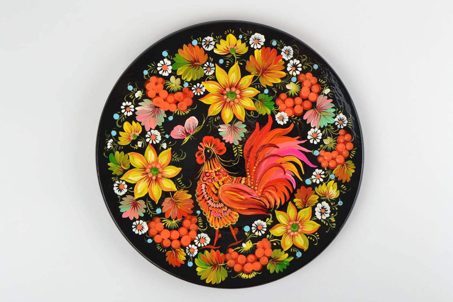 Декоративная тарелка на стену яркая расписная ручной работы круглая хэнд мейд фото 7