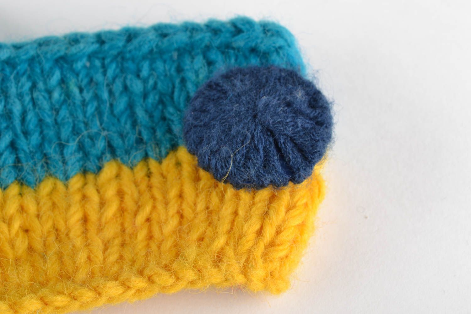 Yellow and blue crochet cup cozy photo 3