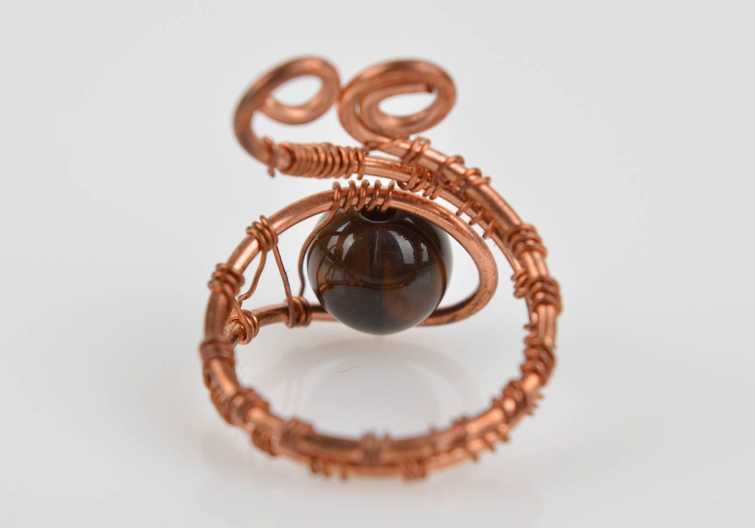 Bague en fil de cuivre faite main avec perle fantaisie Cadeau pour femme photo 5
