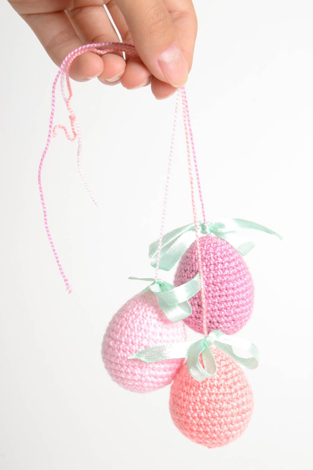 Beautiful handmade crochet Easter egg Easter decoration 3 pieces gift ideas photo 2