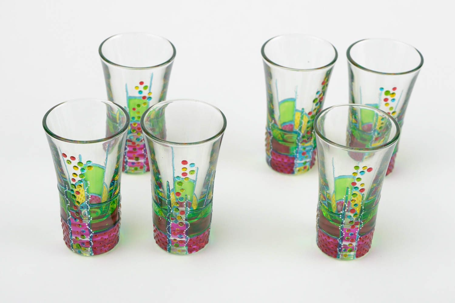 Handmade set of shot glasses unique glassware designer present kitchen decor photo 3