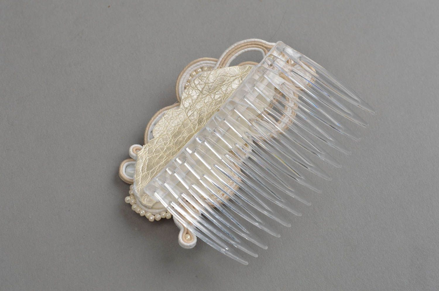 Bridal hair comb handmade hair accessories soutache jewelry gift ideas for her photo 4