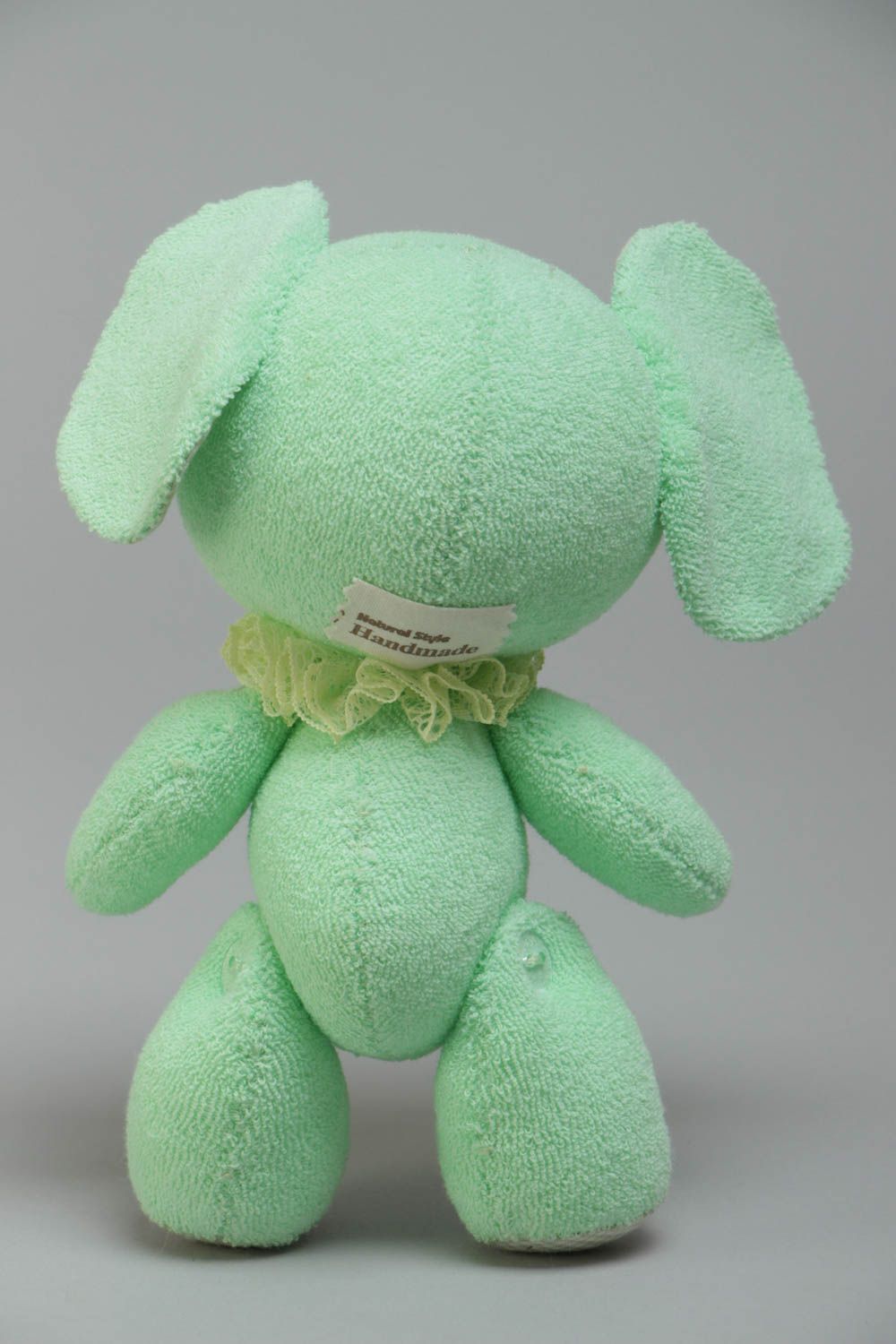 Handmade small designer fabric soft toy of mint color elephant for children photo 4