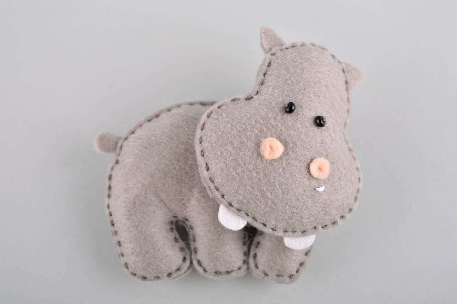 Animal de peluche artesanal regalo para niños juguete de fieltro hipopótamo foto 2