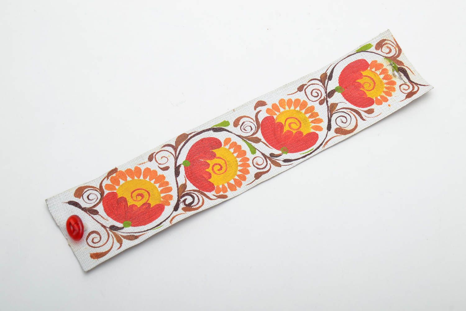Fabric bracelet with Petrikivka painting photo 2