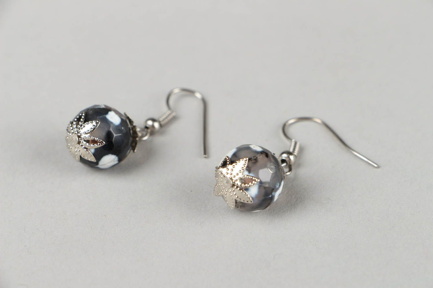 Earrings with natural stone agate photo 1