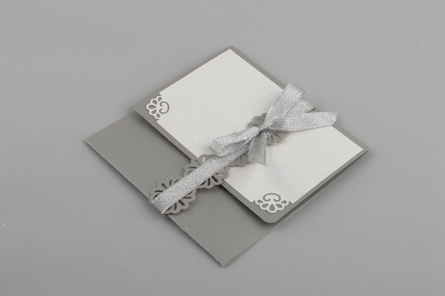 Enveloppe cadeau papier design Enveloppe fait main blanc gris Idée cadeau photo 2