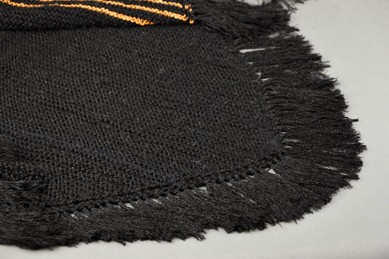 Foulard pour cheveux fait main Couvre chef laine noire tricoté Vêtement femme photo 5