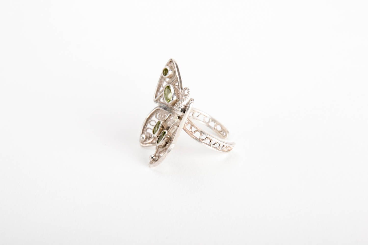Женское кольцо ручной работы серебряное кольцо бабочка серебряное украшение фото 5