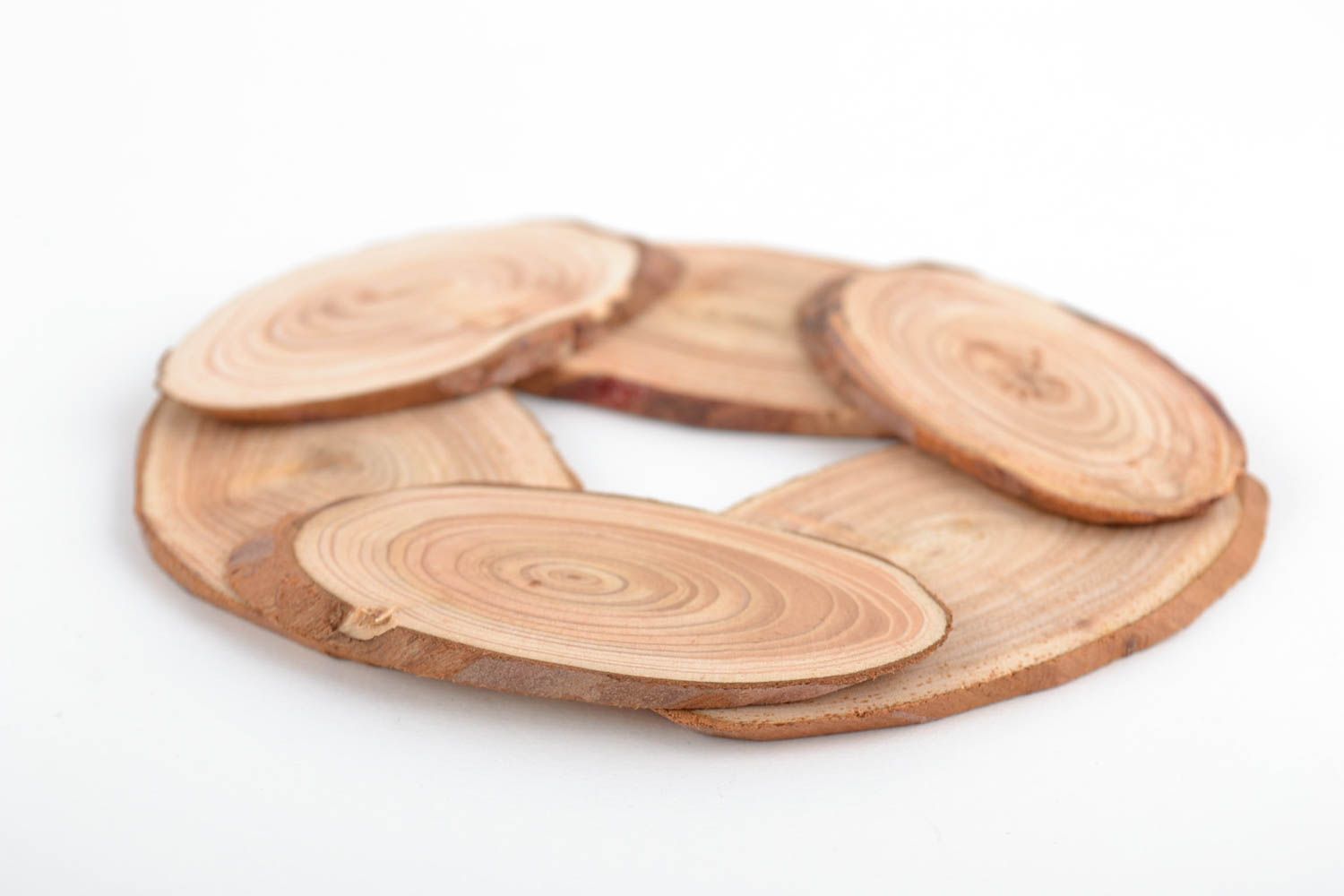 Handmade small convenient eco friendly natural wooden trivet of round shape photo 5