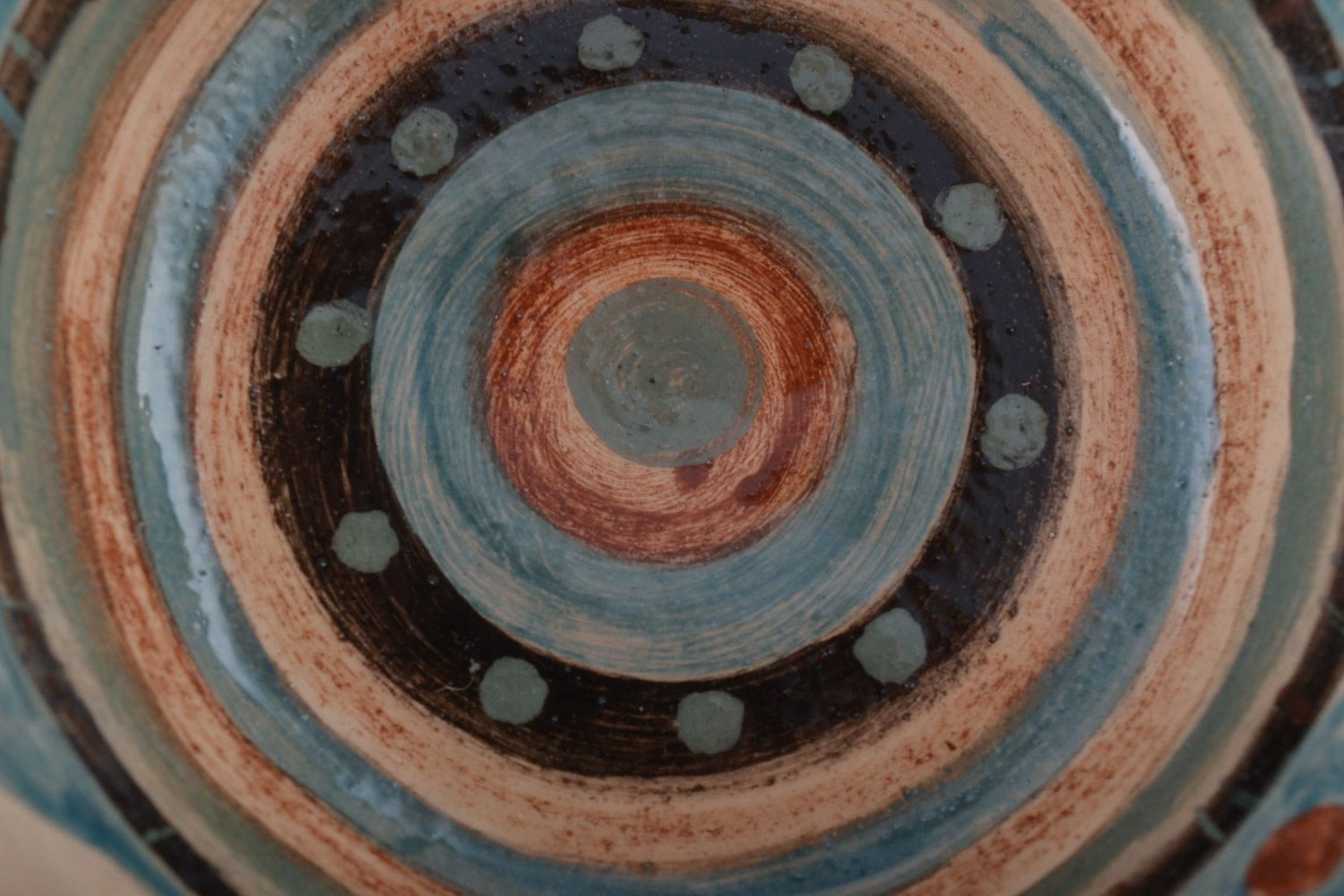 Beautiful handmade deep ceramic bowl painted with engobes 500 ml photo 3