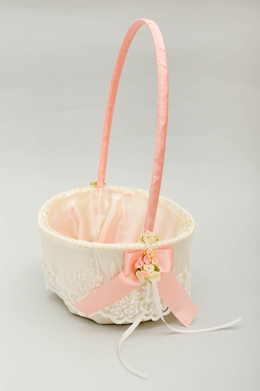 Handmade Korb mit Henkel Blumenkorb Hochzeit Accessoire für Hochzeit zart foto 2