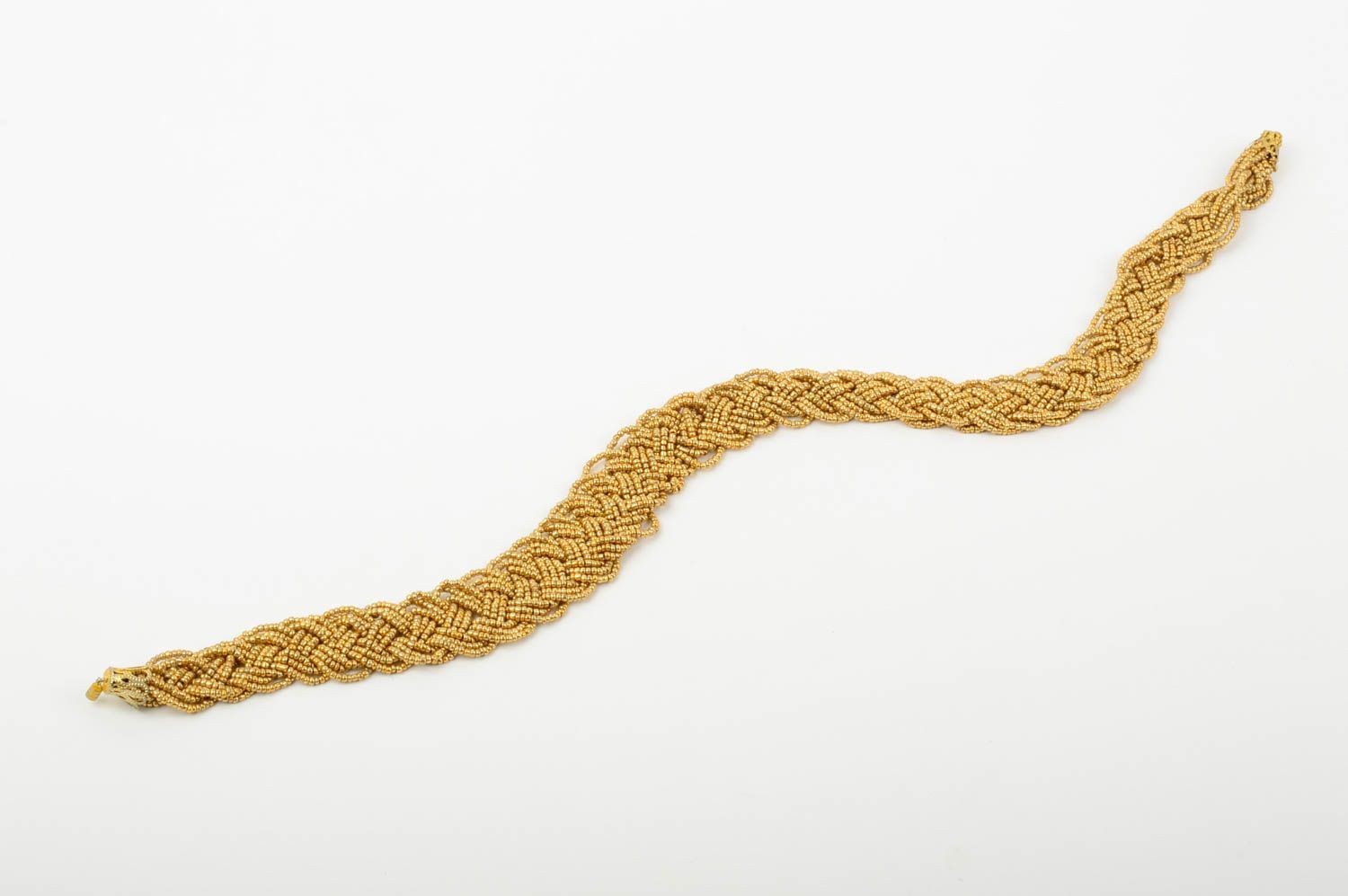 Колье из бисера украшение ручной работы ожерелье из бисера золотая коса фото 4