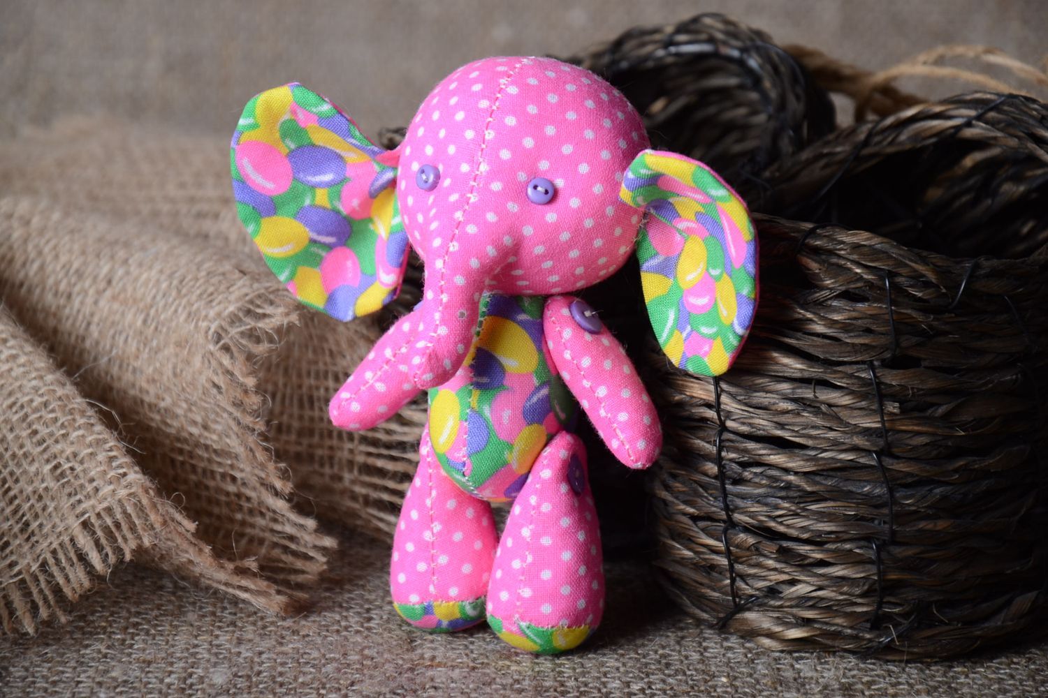 Игрушка слоник ручной работы детская игрушка хлопковая мягкая игрушка розовая фото 1