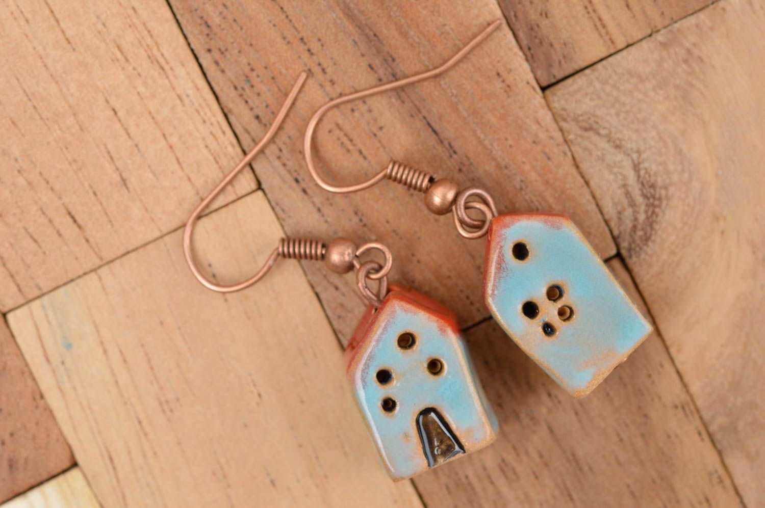 Handmade beautiful cute earrings unusual clay earrings unusual jewelry photo 2