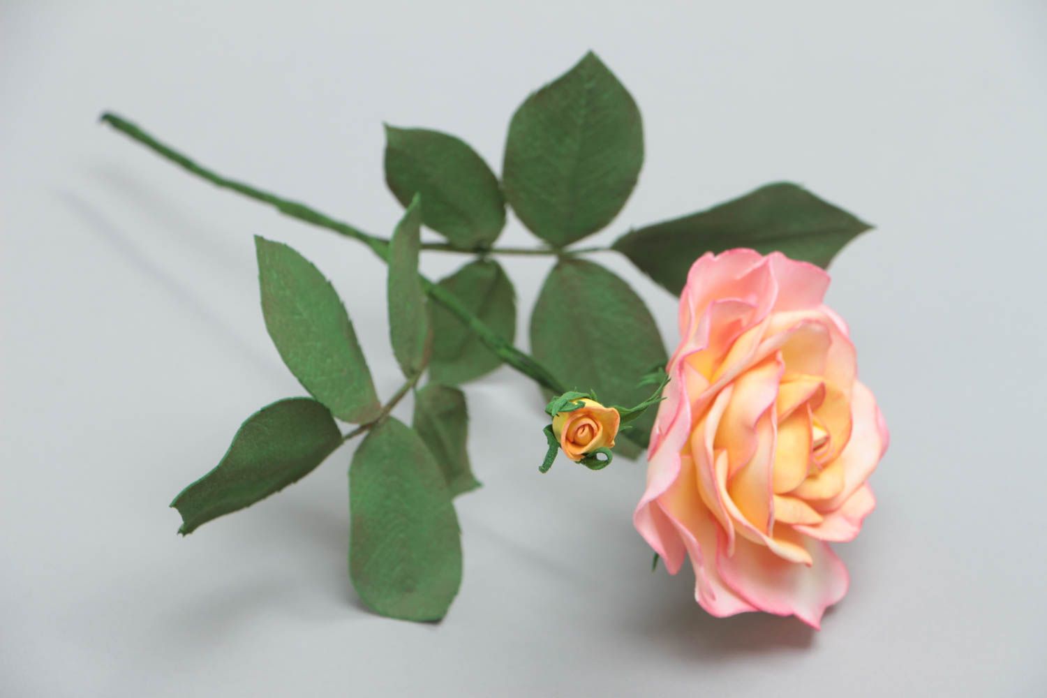 Dekorative Blume aus Textil Foamiran für Interieur Dekor handmade Rosa Rose foto 2