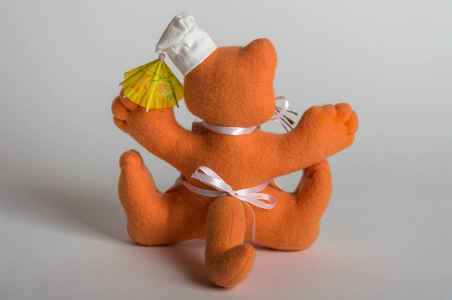 Peluche chat orange cuisinier en tissu polaire fait main cadeau mignon photo 3