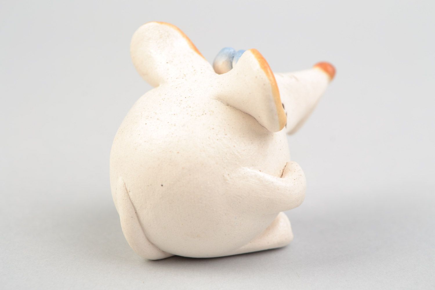 Handmade Statuette aus Ton mit Bemalung von Glasur weiße Ratte schön künstlerisch foto 5